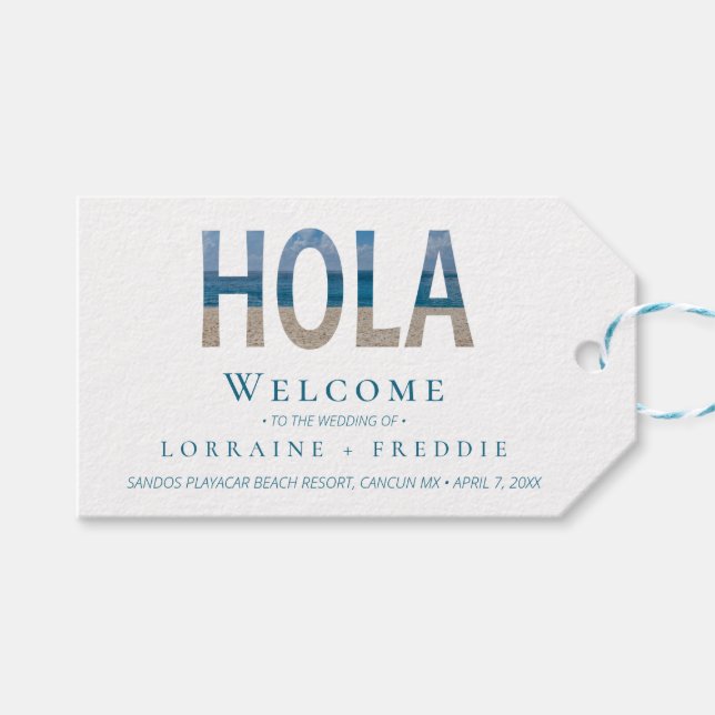 Étiquettes-cadeau Mexico Beach Bienvenue À Notre Sac Cadeau Mariage (Devant (Horizontal))