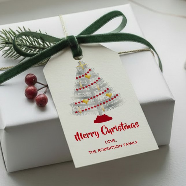 Étiquettes-cadeau Mi-siècle moderne Arbre de Noël en aluminium (Créateur téléchargé)