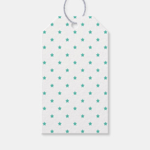 Étiquettes-cadeau Micro étoiles bleu-vert - Blanc