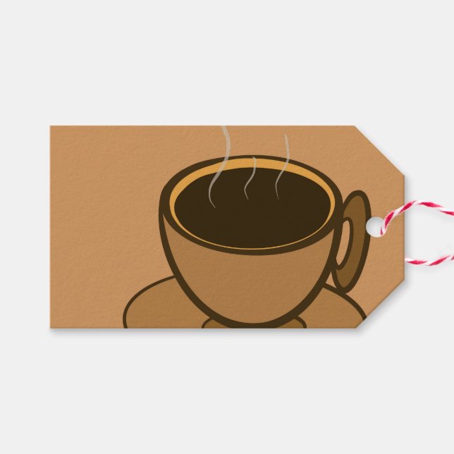 Étiquettes-cadeau Mid Century Moderne Brown Cosy Coffee Cup (Devant (Horizontal))