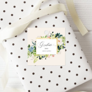 Étiquettes Cadeau Midnight Blue Blush Floral Graduation Favoriser le