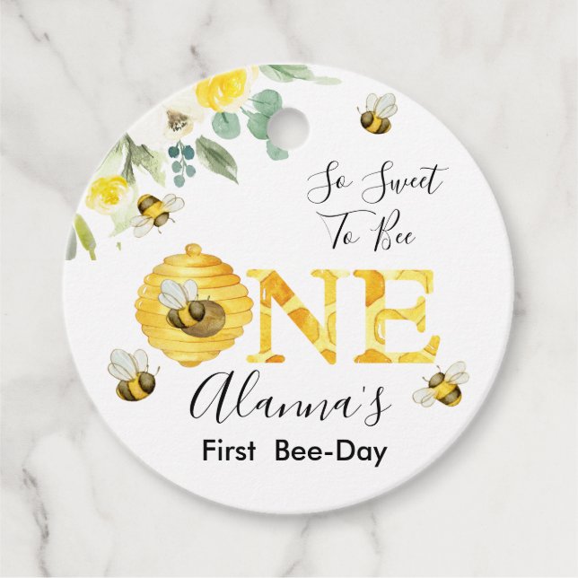Étiquettes Cadeau Miel floral Abeille premier jour d'abeille Anniver (Devant)