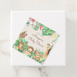 Étiquettes Cadeau mignon animaux de safari tropical baby shower mono