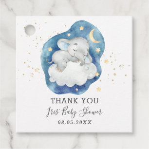 Étiquettes Cadeau Mignon Éléphant Endormi Étoiles Garçon Merci