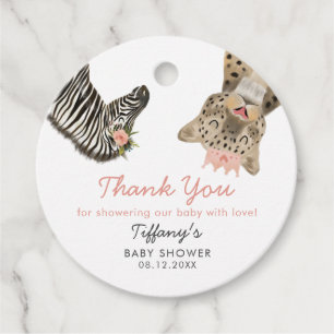Étiquettes Cadeau Mignon Safari Animaux Fille Baby shower Favoriser