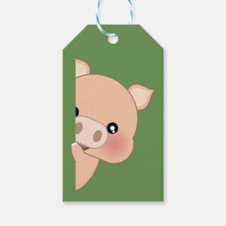 Étiquettes-cadeau Mignonne drôle équitation de porc - Peeping