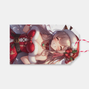 Étiquettes-cadeau mignonne fille de Noël anime