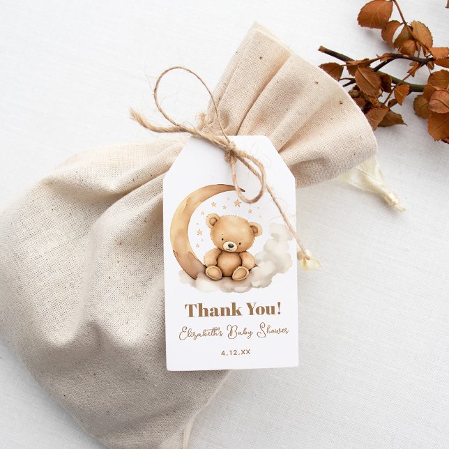 Étiquettes-cadeau Mignonne Genre Neutre Brown Teddy Baby shower Ours (Créateur téléchargé)