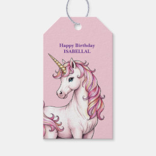 Étiquettes-cadeau mignonne licorne magique princesse fille anniversa
