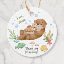 Mignonne loutre de mer maman & bébé aquarelle