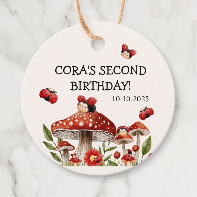 Étiquettes Cadeau Mignonne Notre Petite Fille Ladybug Anniversaire (Devant)