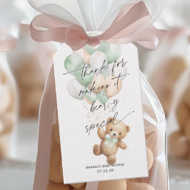 Étiquettes-cadeau Mignonne Ours Teddy Genre Neutre Sage Moderne Vert
