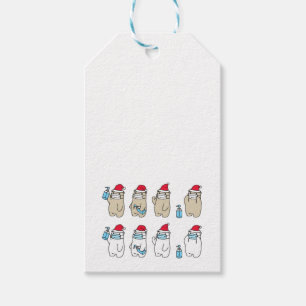 Étiquettes-cadeau Mignonne porte masque casquette de Noël désinfecta