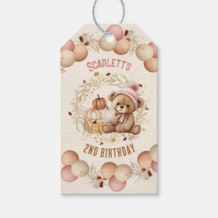 Étiquettes-cadeau Mignonne Teddy Bear Girl Fall Anniversaire Favoris
