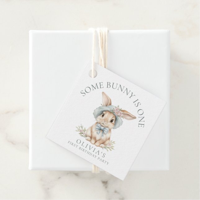 Étiquettes Cadeau Mignonne Un lapin est un 1er Merci d'anniversaire (En situation)