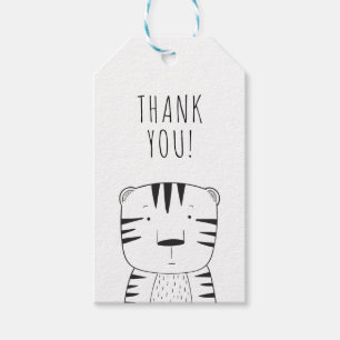 Étiquettes-cadeau Mignonne Wild Un premier anniversaire Tigre noir b