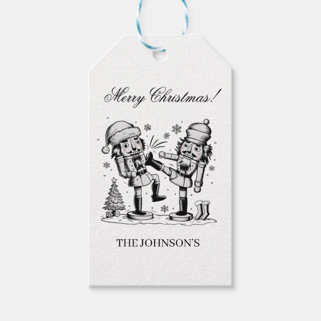 Étiquettes-cadeau Mignons drôles noix personnalisées Noël (Devant)