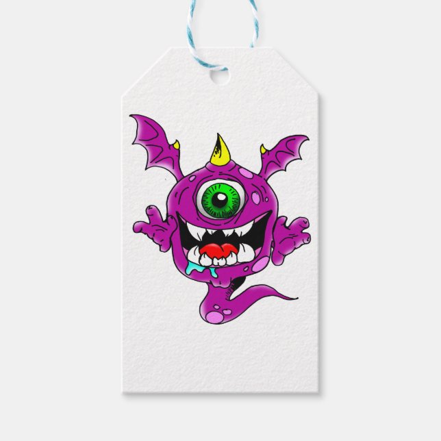 Étiquettes-cadeau Mignons pourpres gens mangent Monster (Devant)