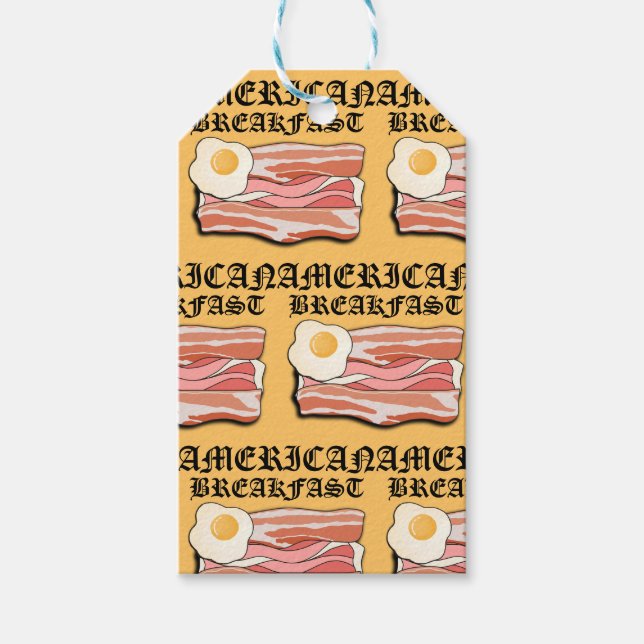 Étiquettes-cadeau Mikitiez petit-déjeuner américain oeufs de bacon p (Devant)