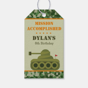 Étiquettes-cadeau Militaire char Armée Garçon Anniversaire Favoriser