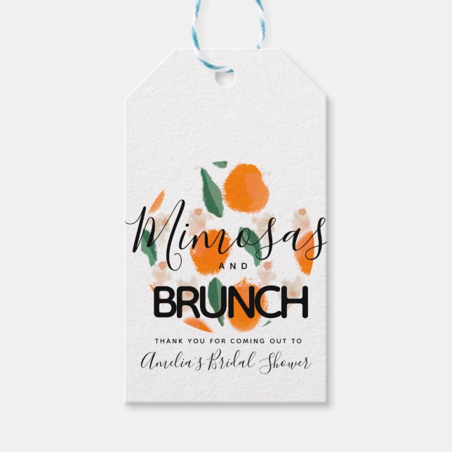 Étiquettes-cadeau Mimosa Brunch Fête des mariées tirée main (Devant)