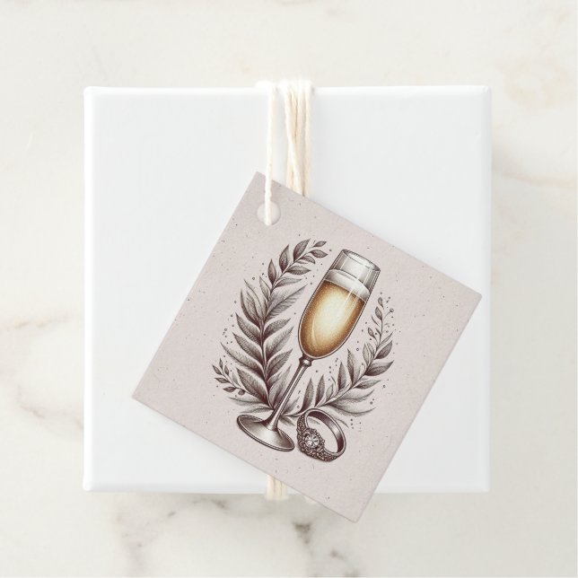 Étiquettes Cadeau Mimosas et mariage (En situation)