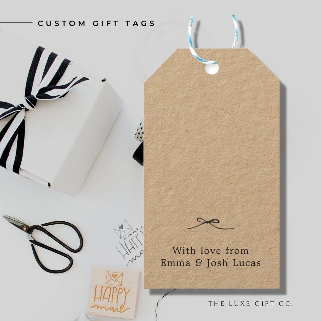 Étiquettes-cadeau Mini Élégant Kraft noir Bow nouvellement marié (Créateur téléchargé)
