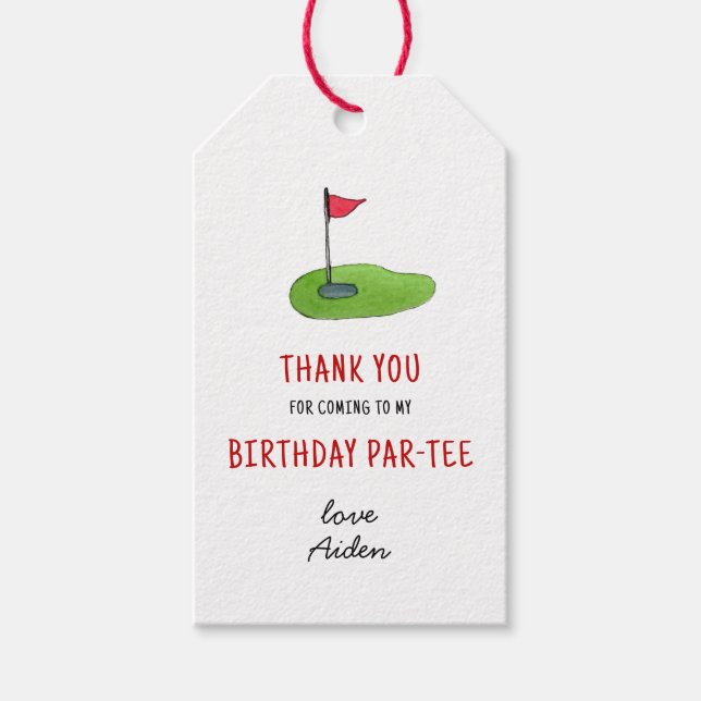 Étiquettes-cadeau Mini Golf Enfant Fête d'anniversaire Merci (Devant)