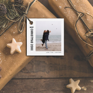 Étiquettes Cadeau Mini-moderne une photo Noël personnalisé