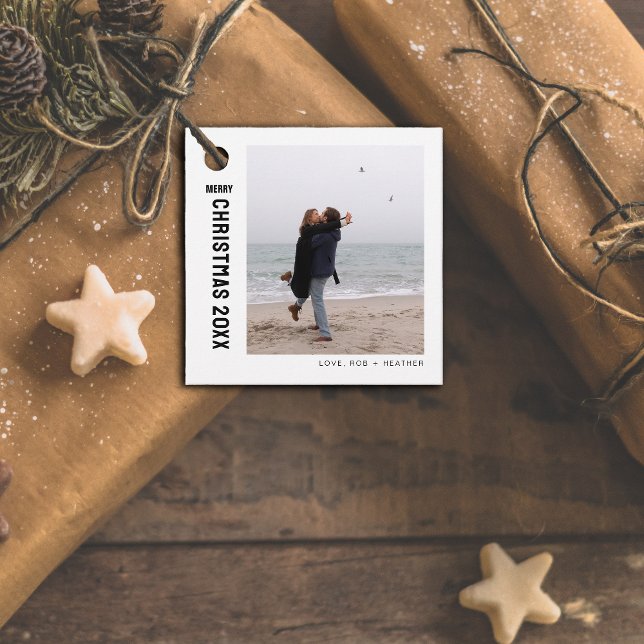 Étiquettes Cadeau Mini-moderne une photo Noël personnalisé (Créateur téléchargé)