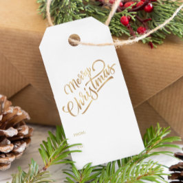 Étiquettes-cadeau Mini script Joyeux Noël Gold Foil