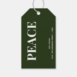 Étiquettes-cadeau Minimal PEACE | Forest Green Holiday 