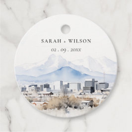 Étiquettes Cadeau Minimal Salt Lake City Utah Watercolor Mariage