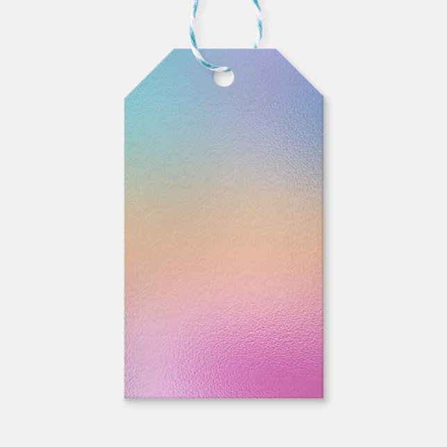 Étiquettes-cadeau Minimalisme Ombre holographique bleu rose (Devant)