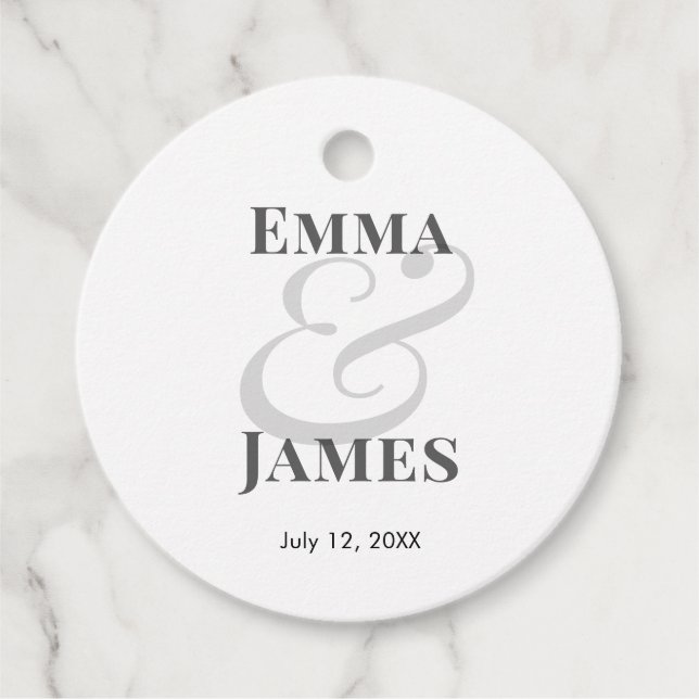 Étiquettes Cadeau Minimalist Ampersand Wedding | Names Thank You (Devant)