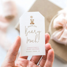 Minimalist Pink Teddy Bear Baby Shower Thank You