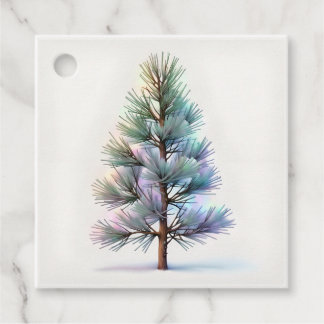 Étiquettes Cadeau Minimalist Snowy Pine