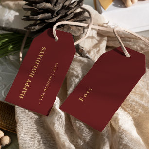 Étiquettes-cadeau Minimaliste Classique Joyeux Jours Fêtes Rouge Tag