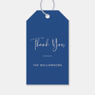 Étiquettes-cadeau Minimaliste Merci Personnalisé Bleu Vibrant