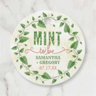 Étiquettes Cadeau Mint à être Wedding shower aquarelle feuille couro