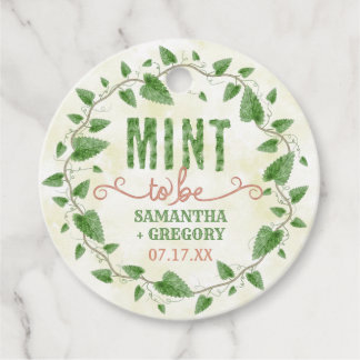 Étiquettes Cadeau Mint à être Wedding shower aquarelle feuille couro