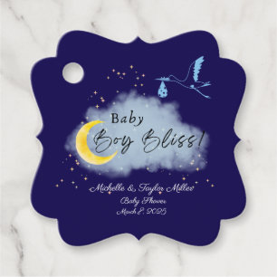 Étiquettes Cadeau Minuit Blue Starlit Baby Boy Bliss Stork