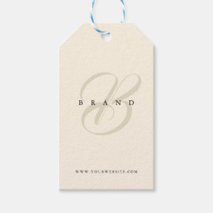 Étiquettes-cadeau Minuscule Beige clair Noir Élégant Monogramme Soci
