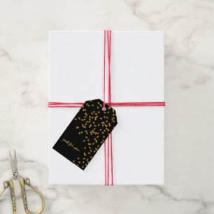 Étiquettes-cadeau minuscule coeur de confettis en or