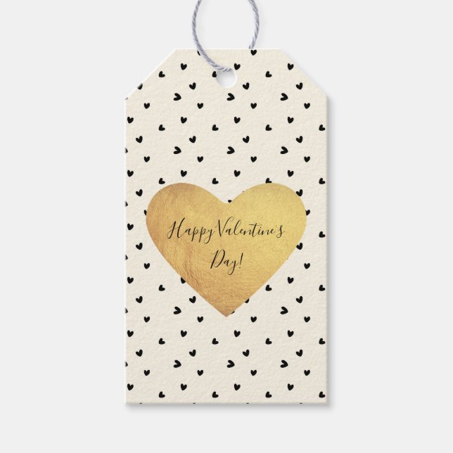 Étiquettes-cadeau Minuscules Coeurs noirs Saint Valentin (Devant)