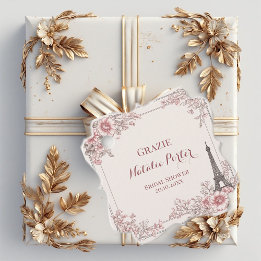 Étiquettes Cadeau Miss to Mrs Bridal Shower Paris Eiffel Tower Flora