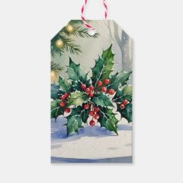 Étiquettes-cadeau Mistletoe de Noël aquarelle de vacances