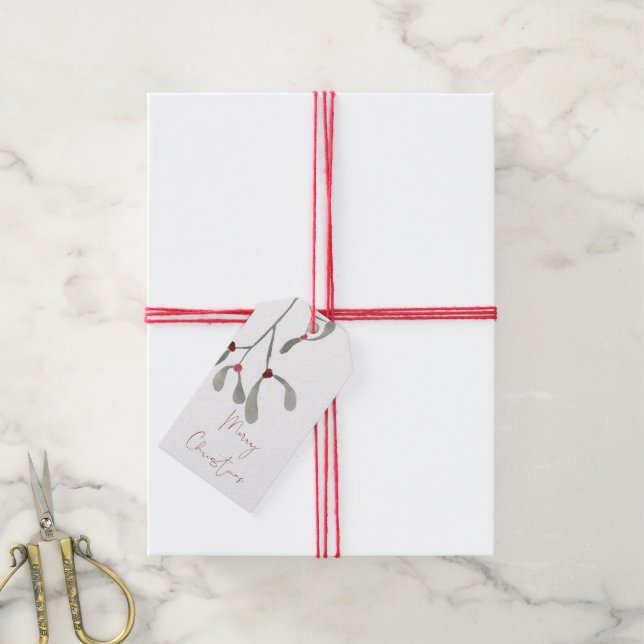 Étiquettes-cadeau Mistletoe Rouge et Vert Custom Christmas Tags cade (Avec de la ficelle)