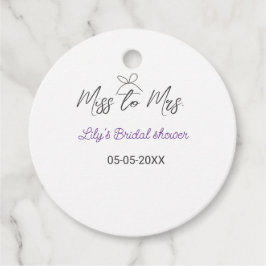Étiquettes Cadeau Mlle à Mme douche nuptiale ajouter nom date année 