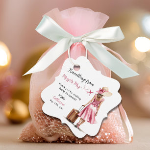 Étiquettes Cadeau Mlle à Mme Voyage Robe Rose Arc Bridal Shower